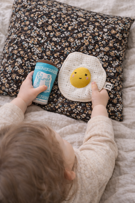 Plush Fried Egg Crinkle – Sensory Baby Toy