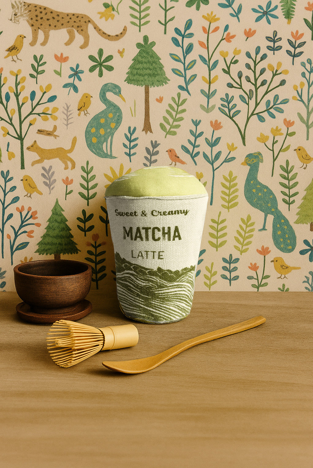 Handcrafted Matcha Latte Plush Toy – Soft Pretend Play Cup for Kids