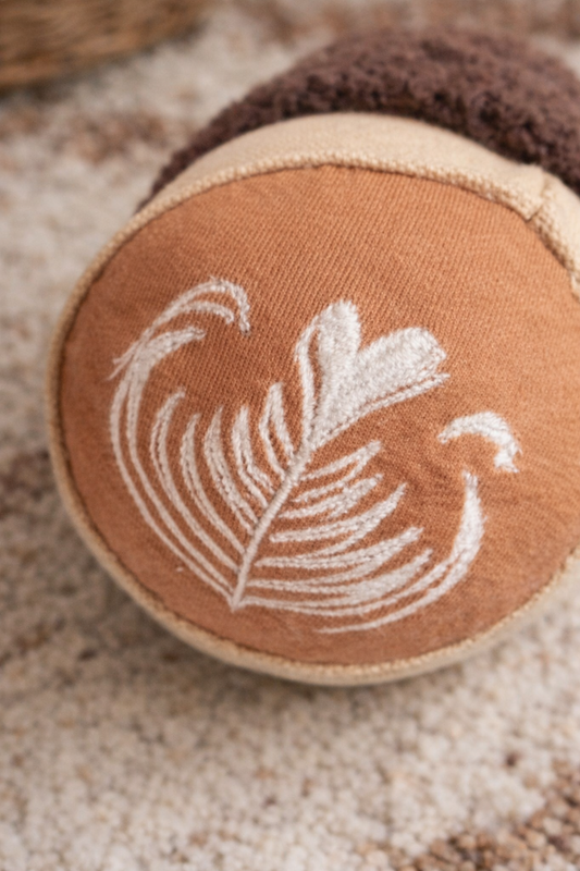 Embroidered Cappuccino Cup Rattle