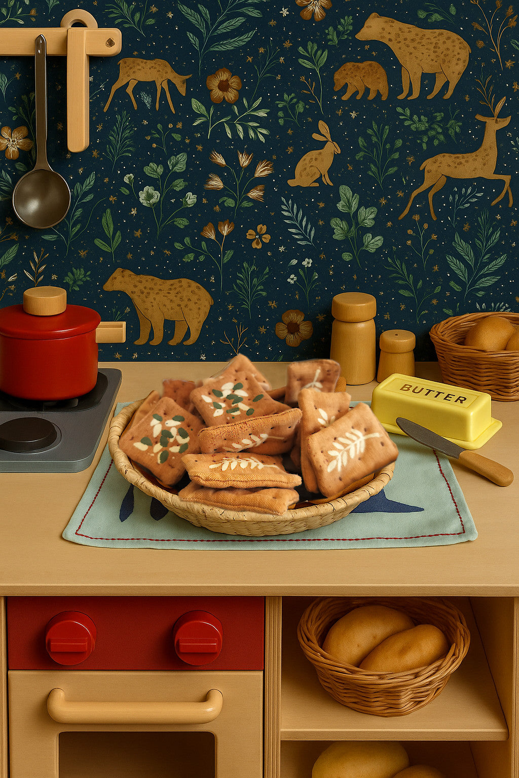 Hand-Printed & Embroidered Fabric Cookie Set – 8 Piece Collection