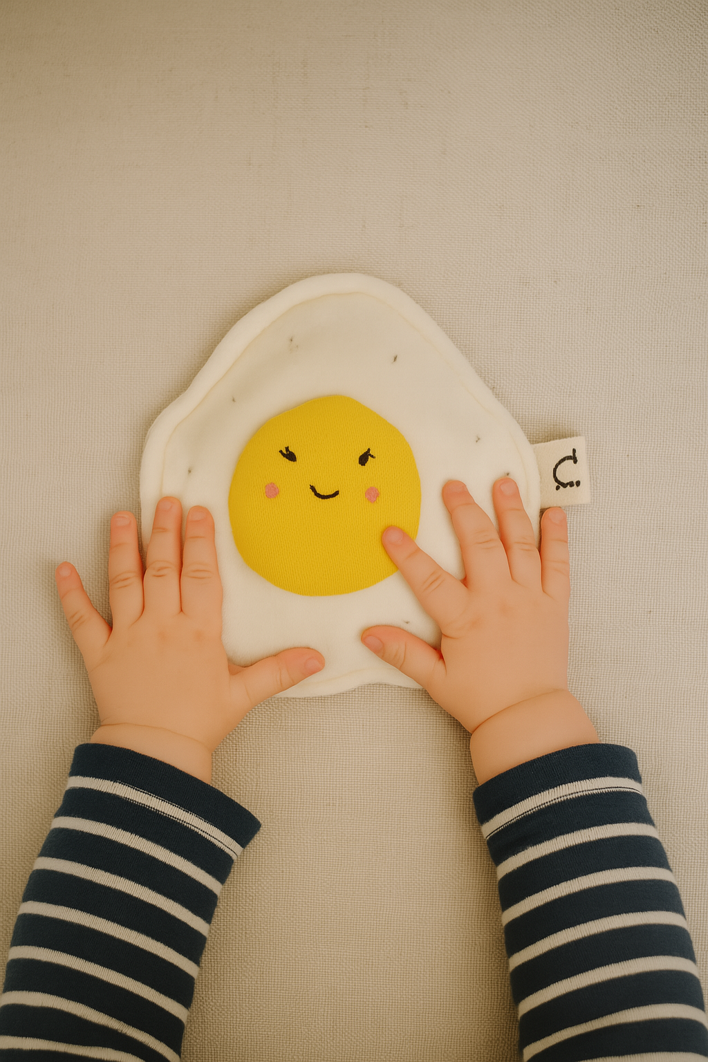 Soft Velvet Fried Egg Crinkle Toy – Sensory Baby Toy Handmade in Denmark