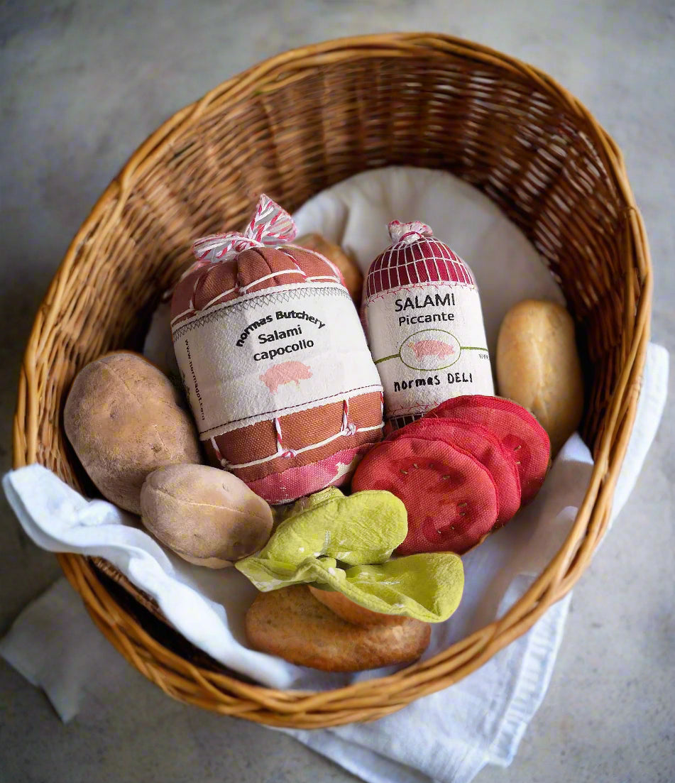 Play Food Charcuterie Salami , Potato, Veggies Fabric Toys
