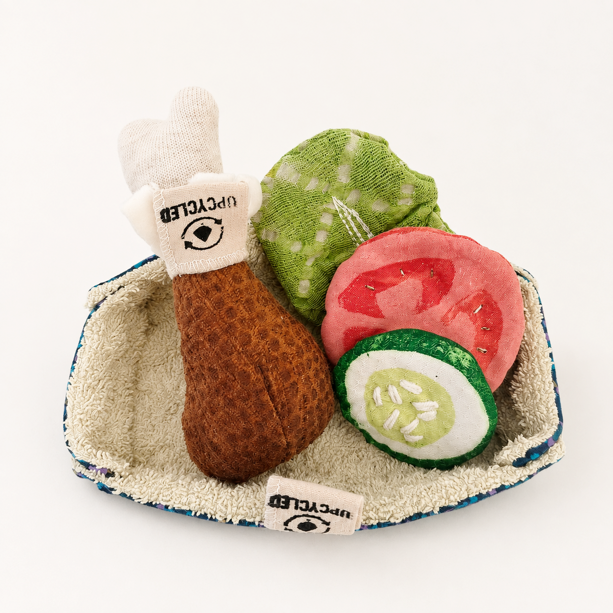Upcycled Takeaway Tray – Fabric Play Food Set