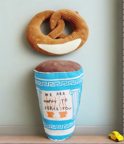 Cushion set -  New york greek coffee cup & Pretzel