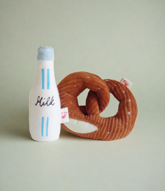Milk bottle & Pretzel - plush toy set
