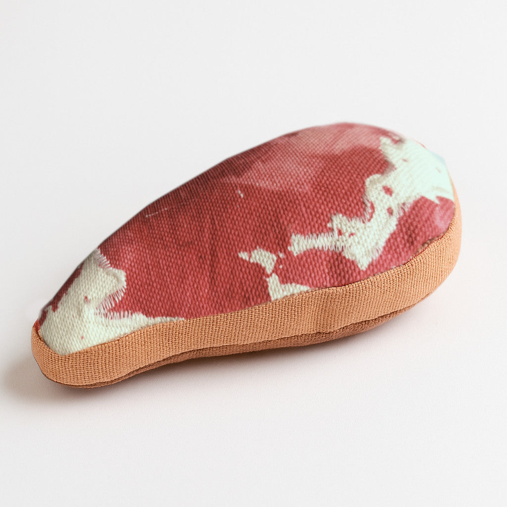 Plant-Based Dual-Sided Ribeye Steak Toy – Raw & Cooked Sides - 1 Pcs