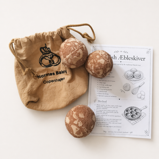 Handmade Danish Æbleskiver Play Food – 3-Piece Velvet Pancake Ball Set