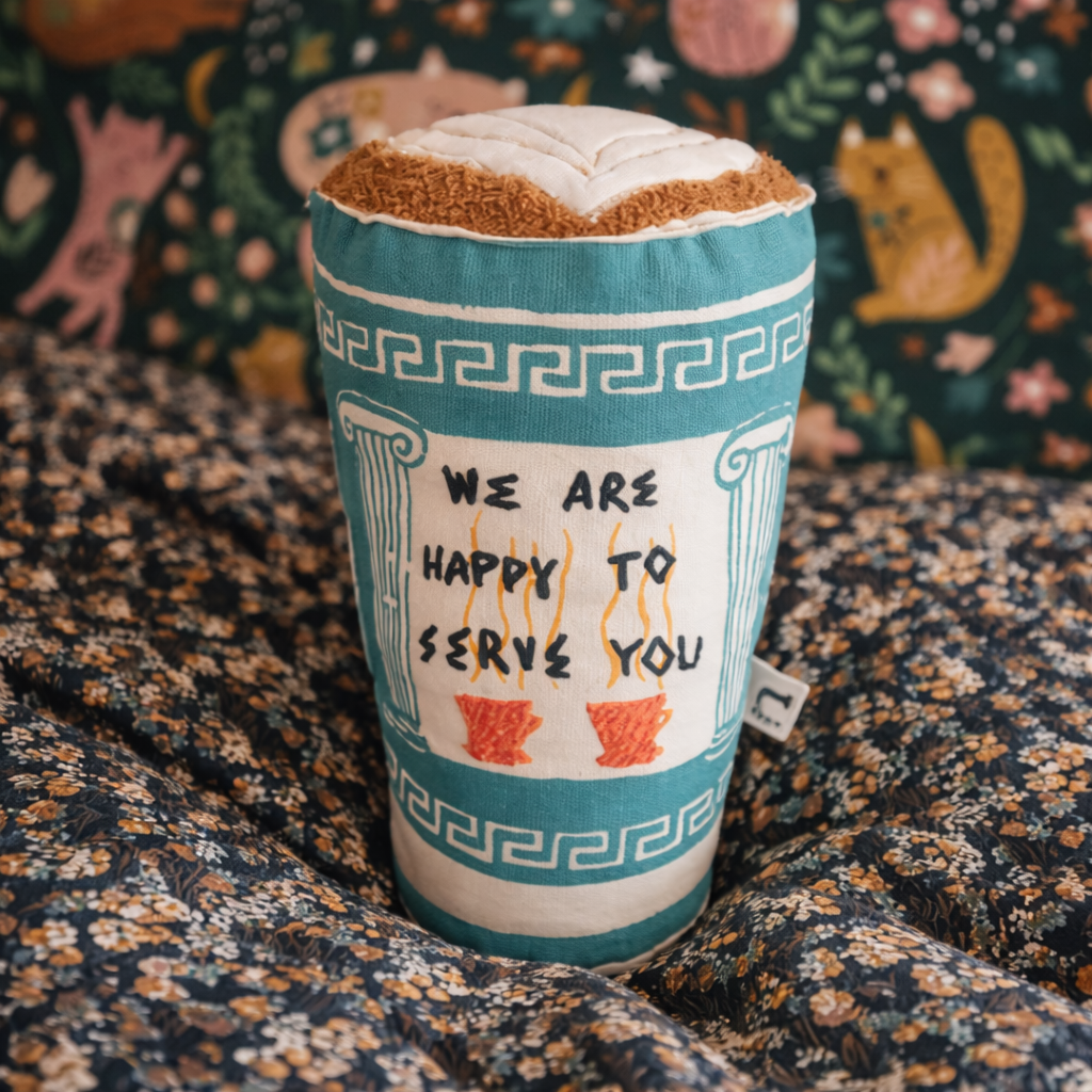 New York Greek Coffee Cup Pillow