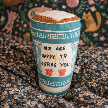 New York Greek Coffee Cup Pillow