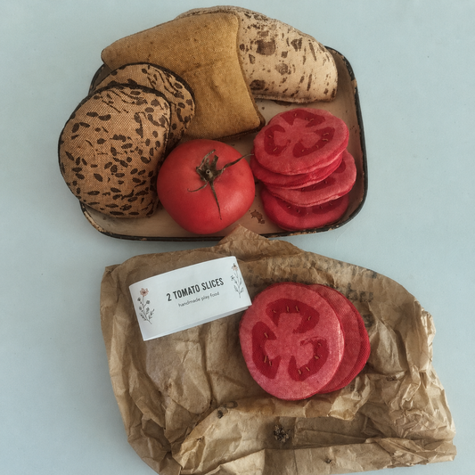Handmade Tomato Slices – Fabric Play Food (2-Pack)