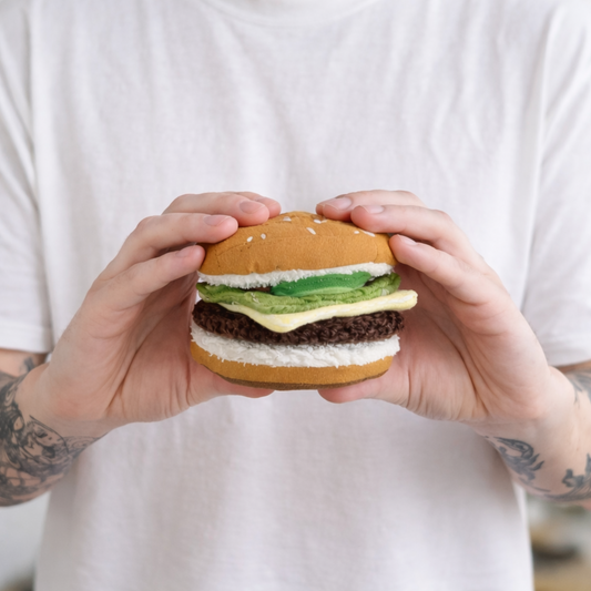 Handmade Upcycled Burger Play Food Set with Storage Bag