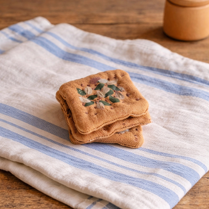 Fabric Play Food – Pumpkin & Sunflower Seed Crackers (3 pcs)
