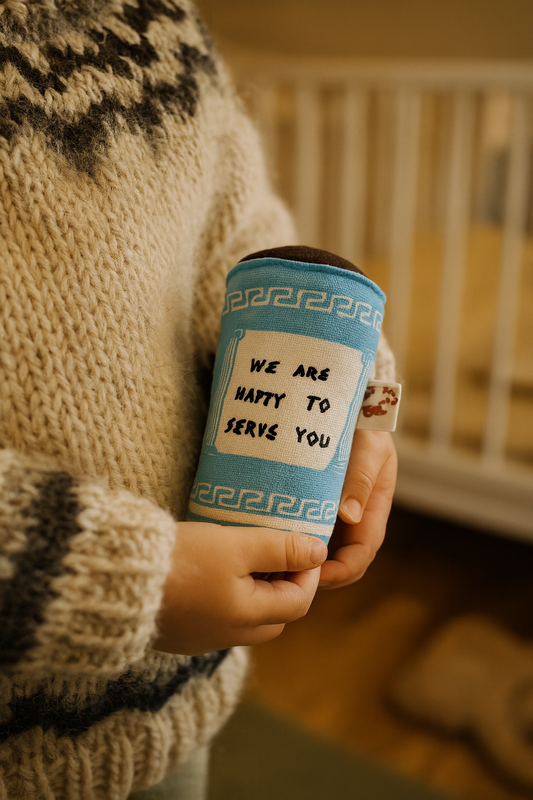 Handmade New York Coffee Cup Rattle – Eco friendly Baby Toy